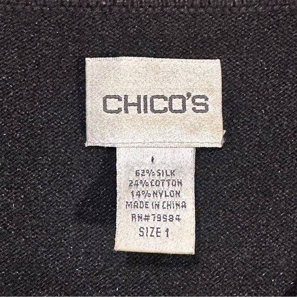 Vintage Chico's Silk Blend Knit Cardigan with Lace velvet metallic size M - Picture 3 of 7